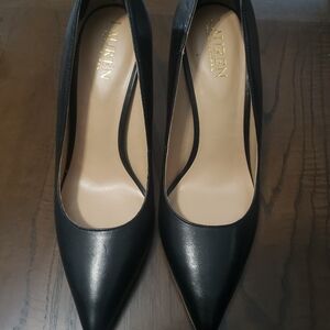 Lauren Ralph Lauren Black Pointed-Toe Leather Pumps